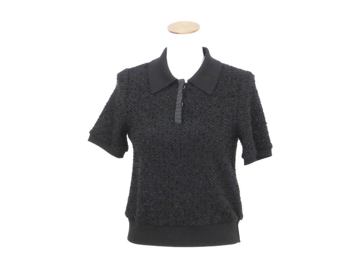 FOXEY ケイトポロTシャツ トップス 40 ブラック ウールBLEND SP商品 36837