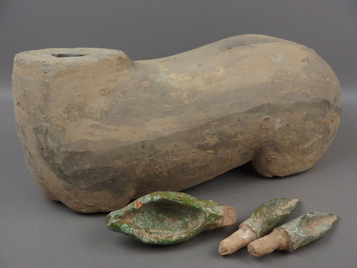 中国古玩 唐物 中国美術 時代物(K-A357) 中国工芸、漢の緑釉、船