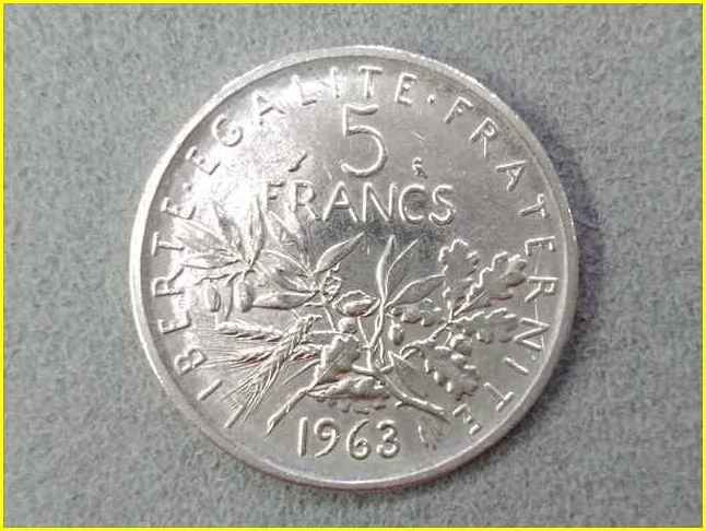 フランス 5フラン マリアンヌ 種を蒔く人 銀貨 1963年