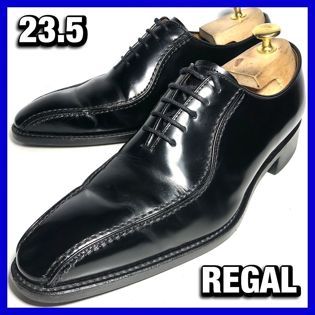 REGAL 23.5cm メンズ 黒 ブラック スワールトゥ 318R リーガル 革靴