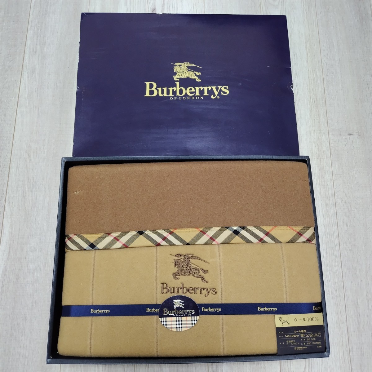 BURBERRY バーバリー ウール毛布 140×200cm ウール100% 西川産業 未