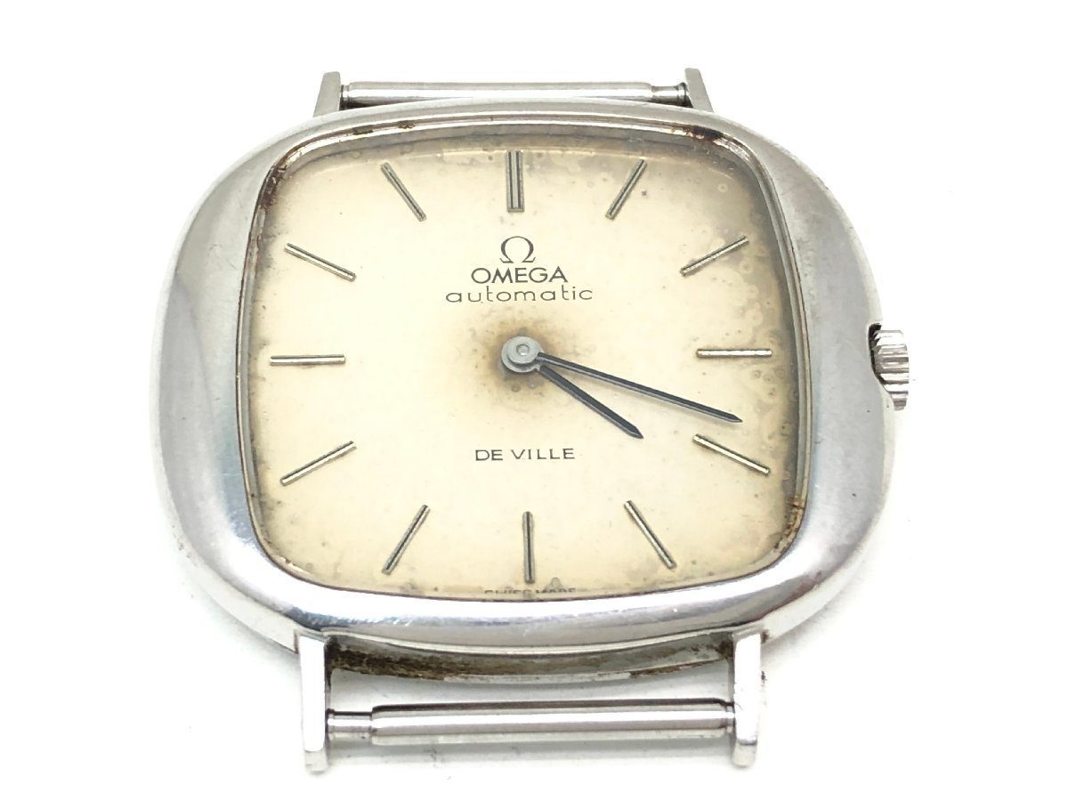 オメガ デビル スクエア 自動巻き 腕時計 メンズ シルバー フェイスのみ 稼働品 中古【MA100112】