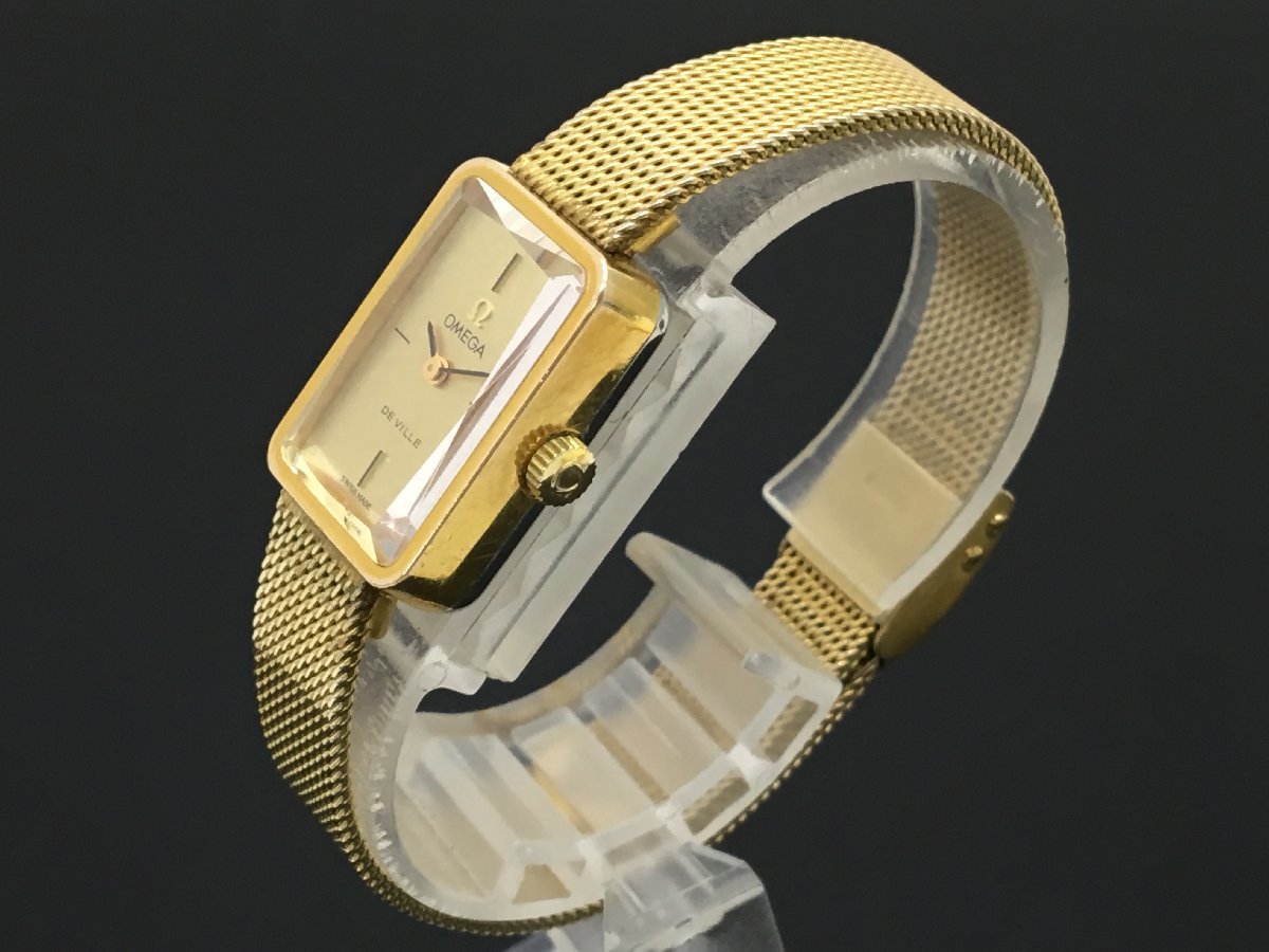 オメガ デビル 手巻き カットガラス スクエア 腕時計 レディース