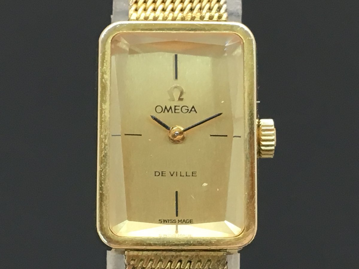 オメガ デビル 手巻き カットガラス スクエア 腕時計 レディース