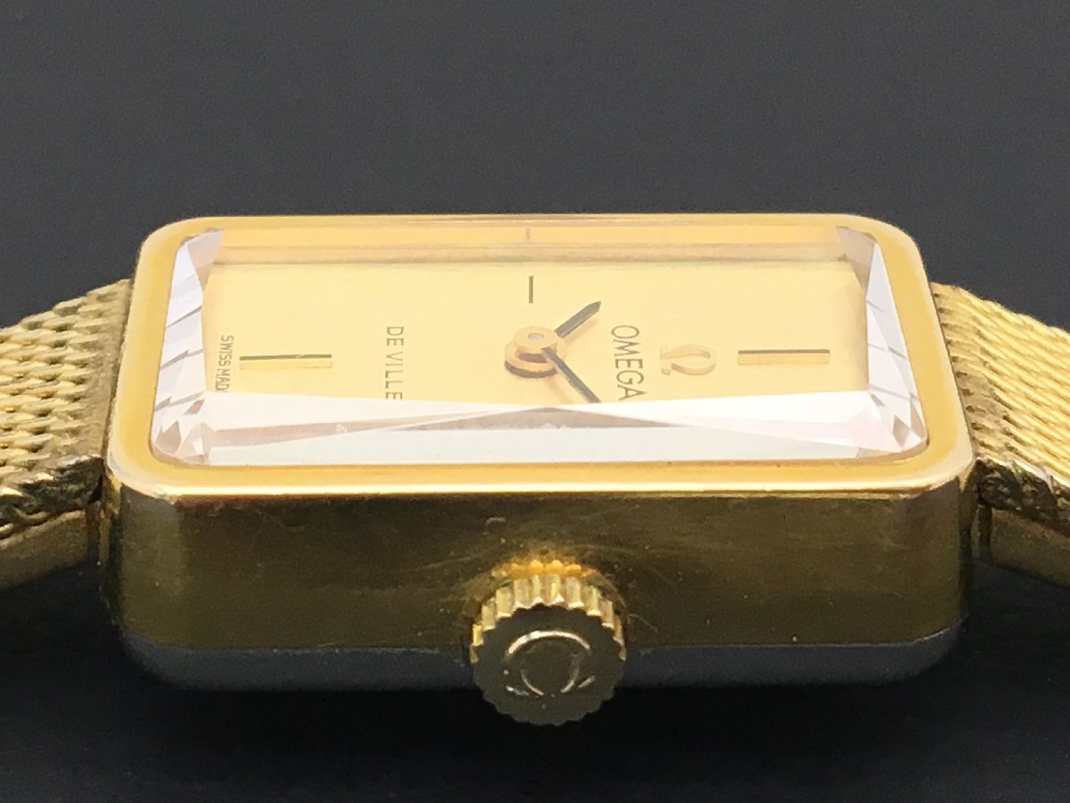 オメガ デビル 手巻き カットガラス スクエア 腕時計 レディース