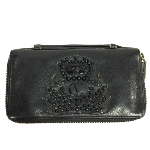 1円 クリスチャンルブタン 3175121 パネトーネウォレット XL 長財布 ラウンドジップ 黒×赤系 Christian Louboutin