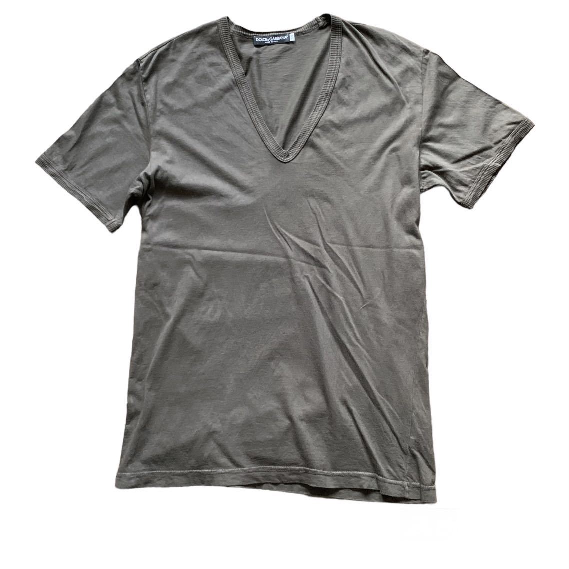 送料込！◆DOLCE&GABBANA ドルチェ&ガッバーナ◆バックプリントVネック半袖Tシャツ50◆ブラウン◆