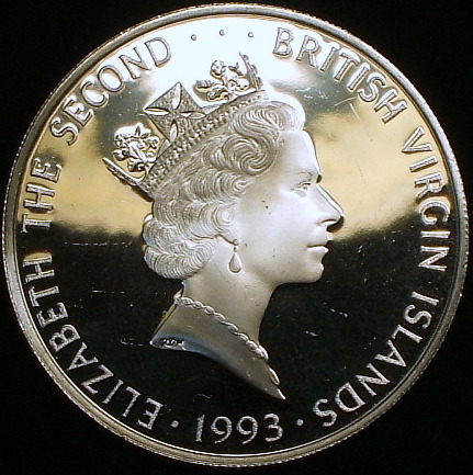 【英領バージン諸島大型銀貨】(1993年銘 21.6g 直径40mm プルーフ) 0 - 1