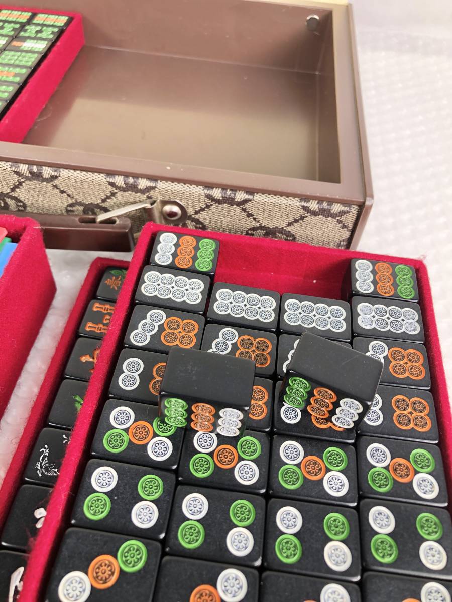 1012A ミズノ丸一 麻雀牌 麻雀セット 黒牌 オールブラック グッチ柄