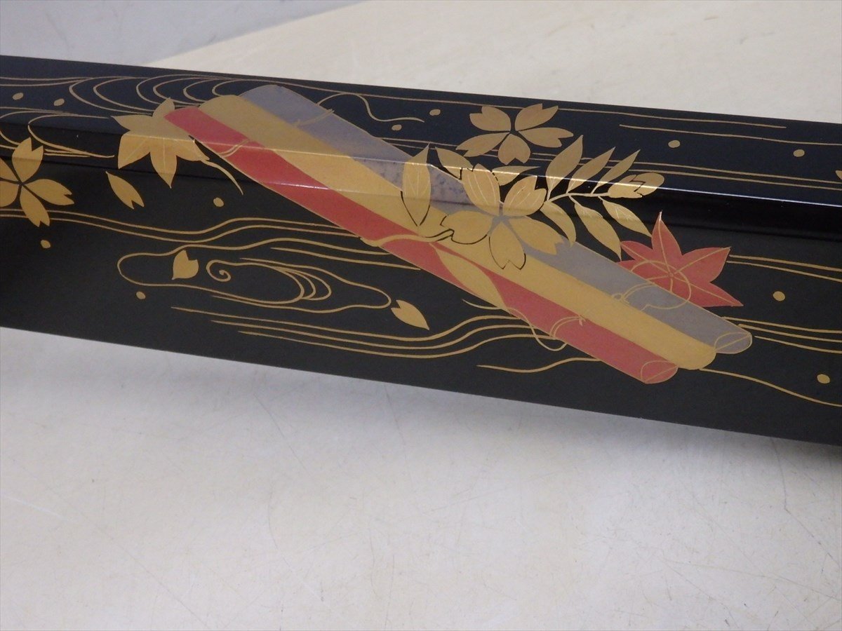 ☆加州(加賀) 前端春斎作【花筏蒔絵 炉縁 共箱】木製漆器 状態良好