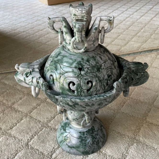 中国　美術品　彫刻　香炉　骨董品 石　大理石　天然石　アンティーク　インテリア