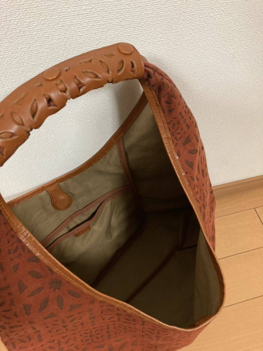 ゲンテン ワンショルダー トワル カットワーク バッグ レンガ色 
