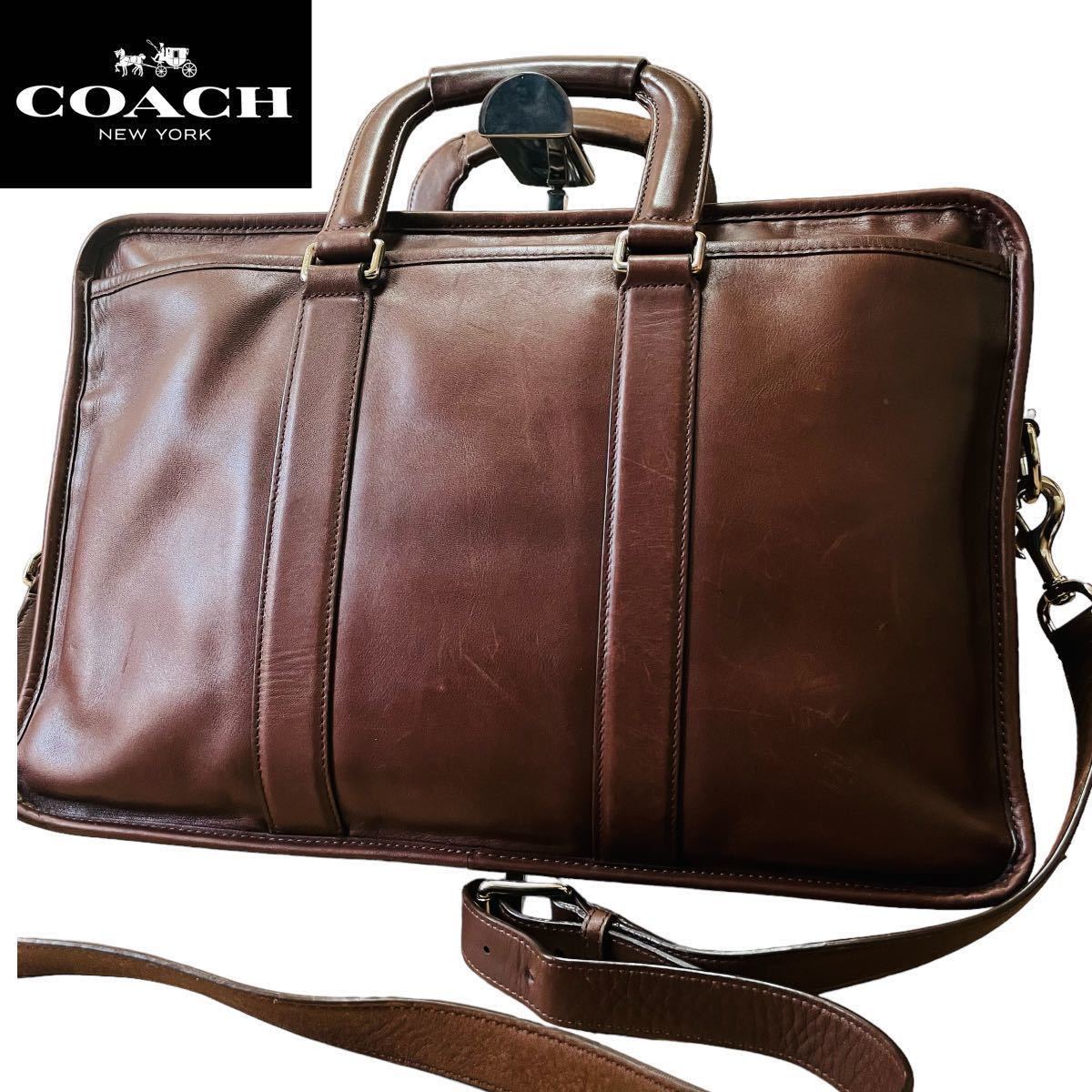 1円【美品】COACH コーチ ブリーフケース ビジネスバッグ2way ブラウン 