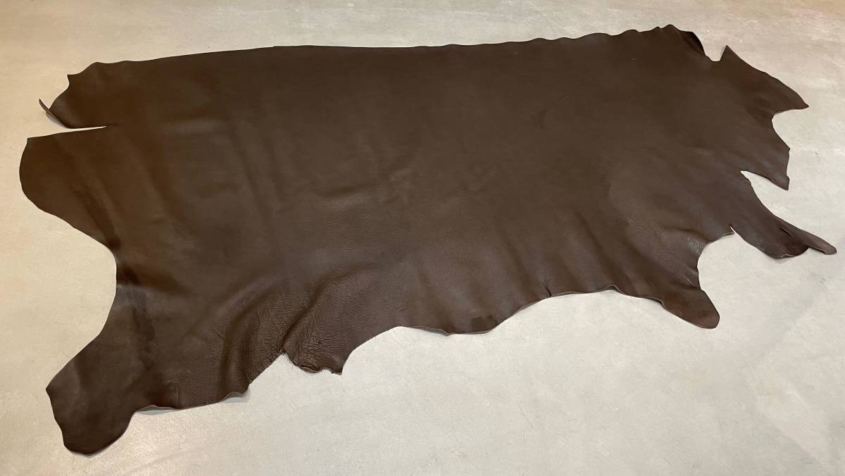 姫路レザー◆オイルシュリンク革3枚セット◆718ds◆1.8~2.0mm厚◆タンニン◆茶チョコ◆製靴バッグ財布革小物レザージャケット用半裁材料