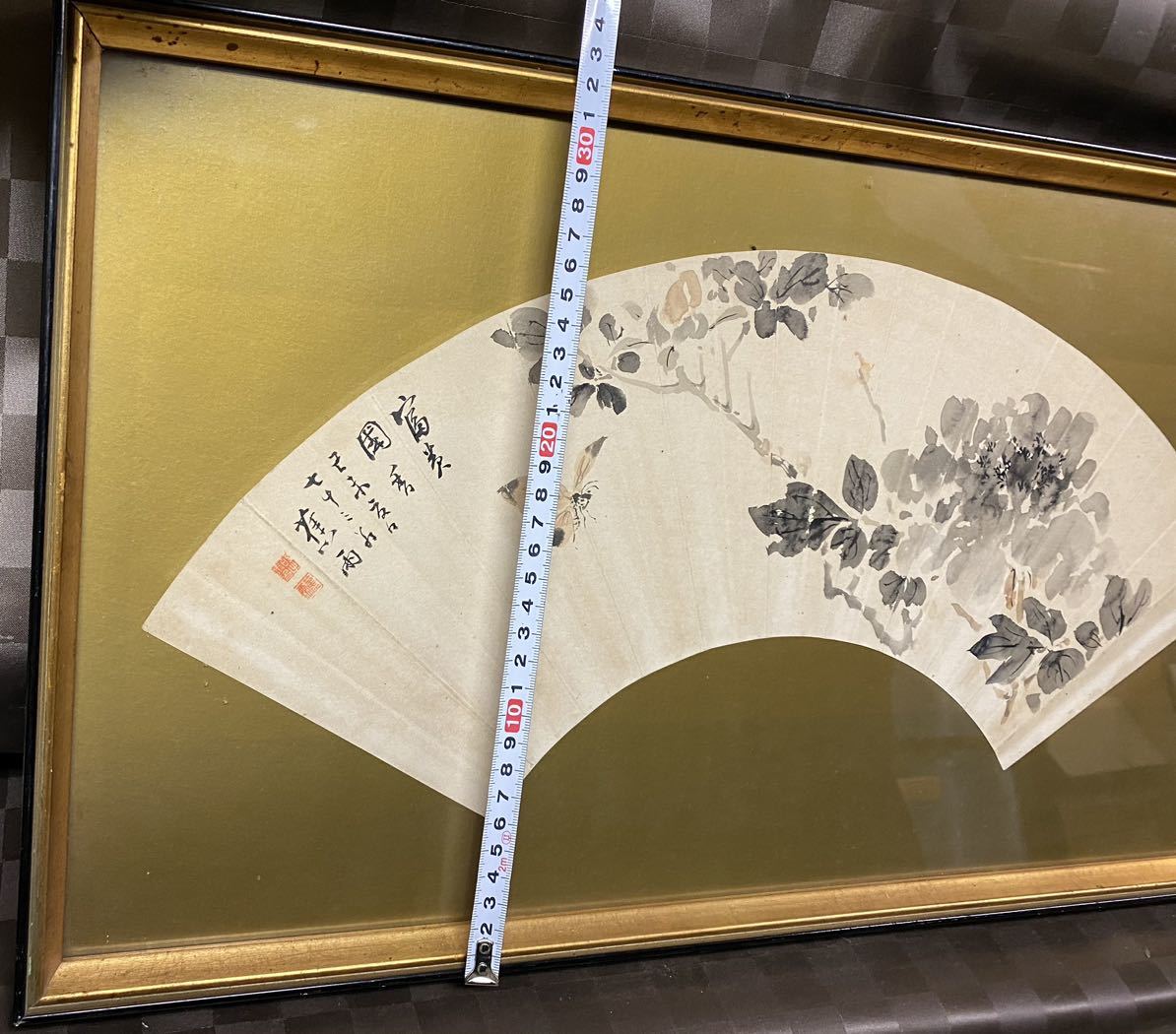 真作　肉筆 蕉雨　扇面　富貴國秀　花蝶画　古美術 絵　書　額縁　額装　インテリア | - 人物画