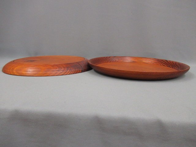 丸型・円形 松盆 十客】時代物懐石茶道具・在銘 径・35cm 古民芸
