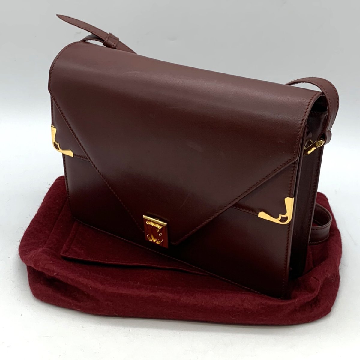 1円～/Cartier/カルティエ/マストライン/袋付/レザー/赤/ゴールド金具