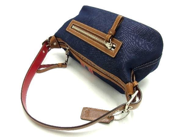 1円 □新品同様□ COACH コーチ 6854 デニム×レザー ワンショルダー 
