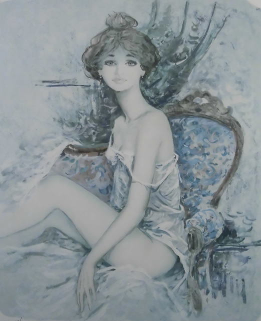 ベルナール シャロワ 真作 ベルナール・シャロワ油彩画 黄昏の貴婦人 8