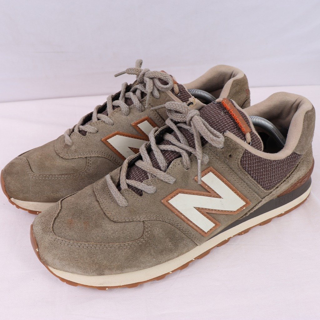 574 ニューバランス 29.5cm/new balance アッシュブラウン 茶 白 中古 古着 スニーカー メンズ yy7992