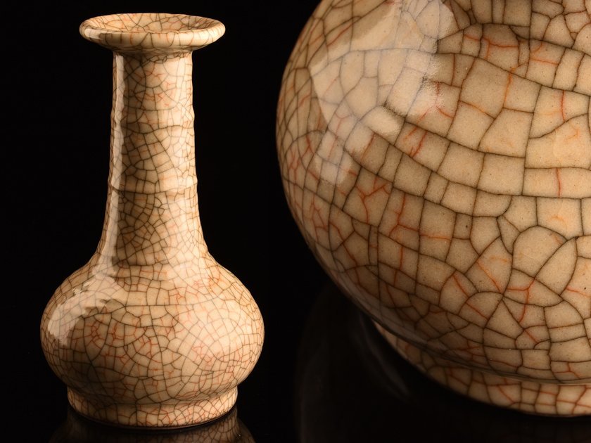 【流】中国美術 哥窯花瓶 高22.5cm TO995