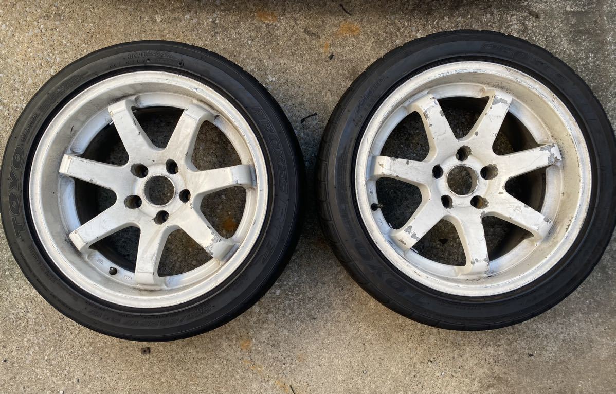 [中古]ORIGIN DNA-01 114.3 5穴 9.5j+15 17インチ 2本 タイヤ付きTOYO R1R 255/40r17 発送可