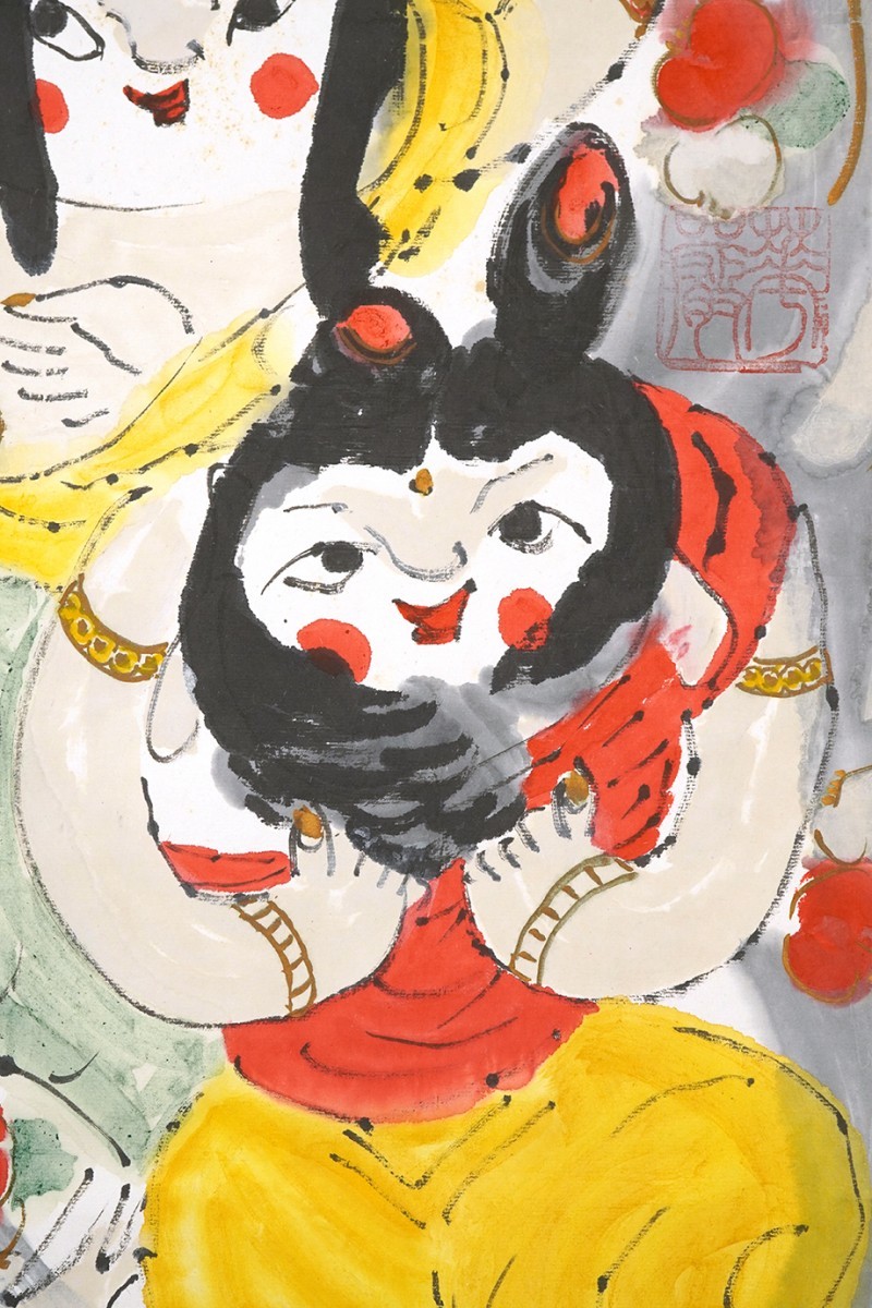 真作】掛軸「清水公照 天笙地鼓」共箱 華厳宗 僧 東大寺別当 絵画