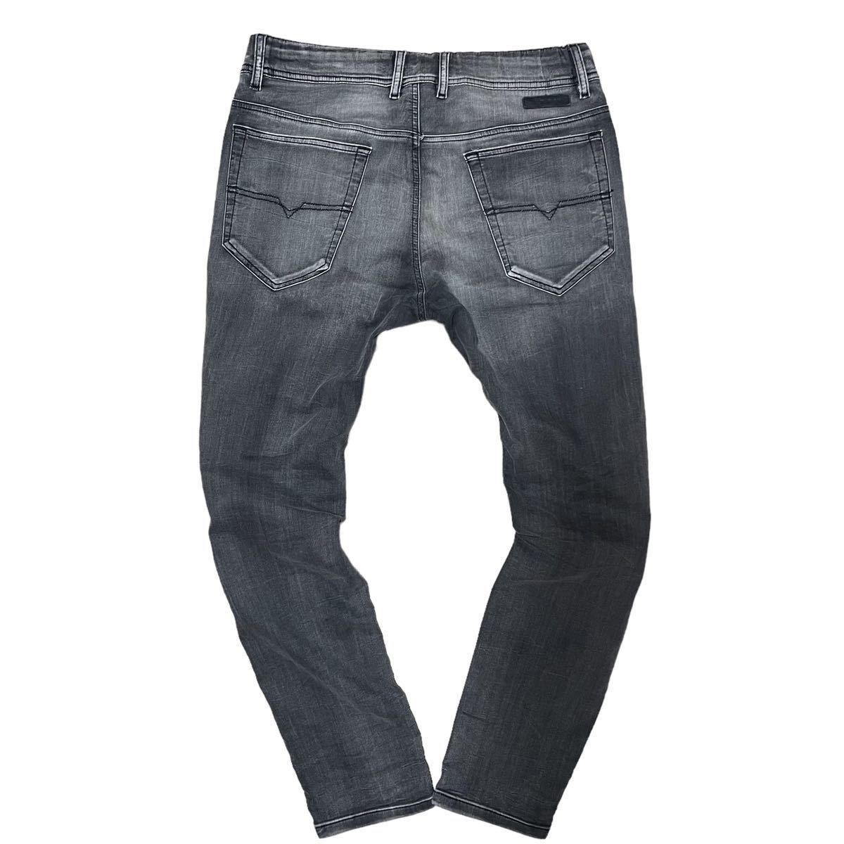 メンズ DIESEL ジョグジーンズ W30 NARROT ダメージ加工 ブラック