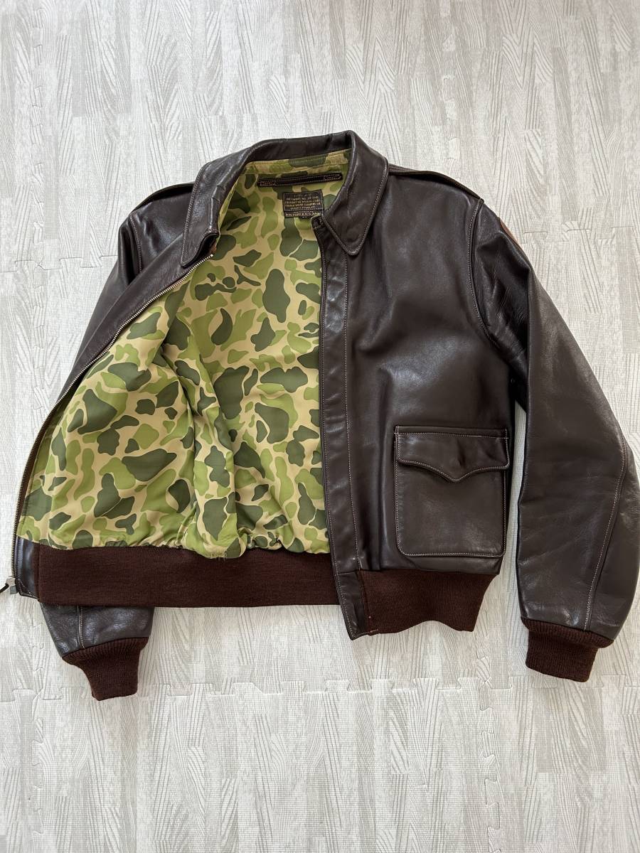 THE REAL McCOY'S リアルマッコイズ　A-2 フライトジャケット AIRBORNE迷彩パラシュート裏地 /サイズ40【USED】