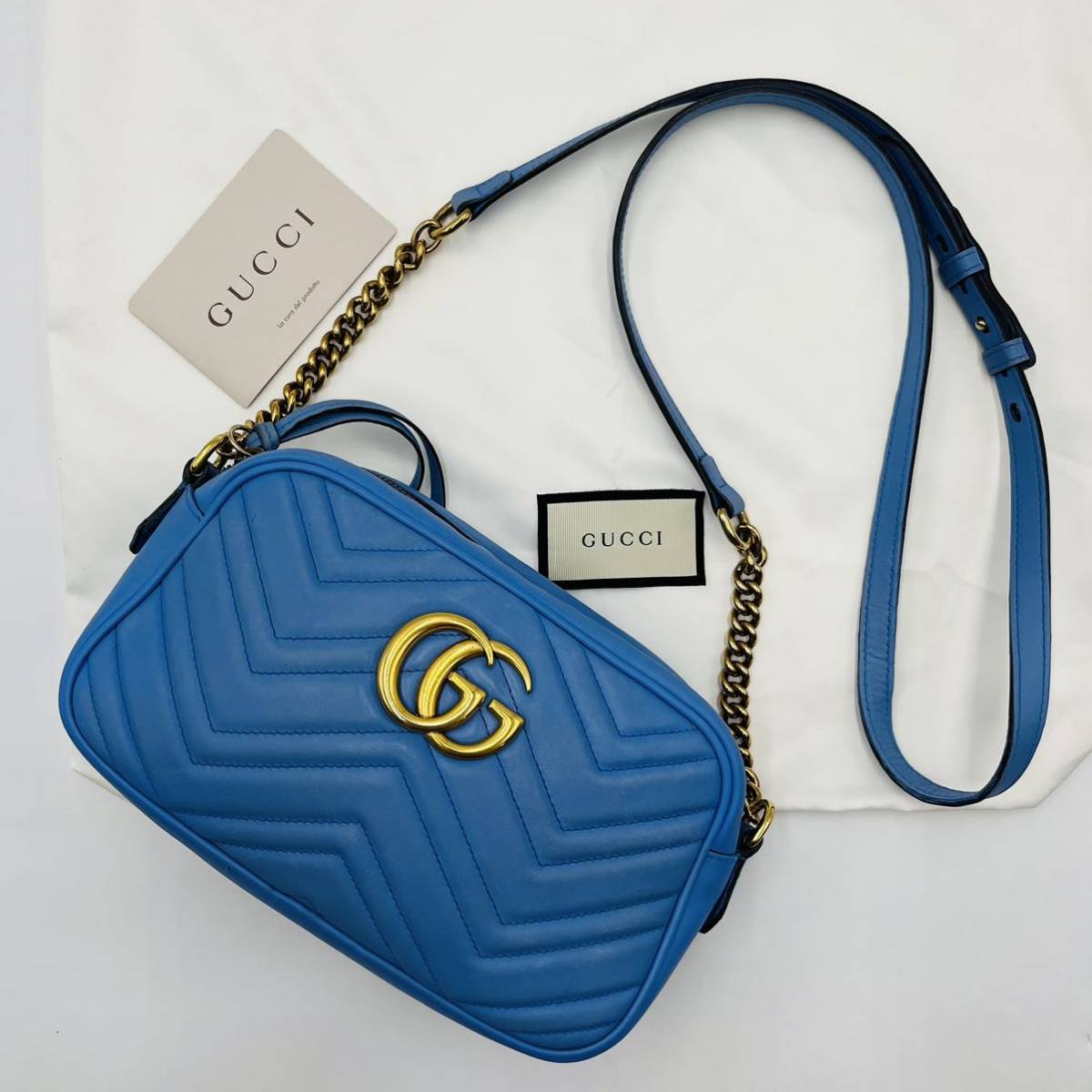1円《美品》GUCCI グッチ GG マーモント キルティング チェーン 