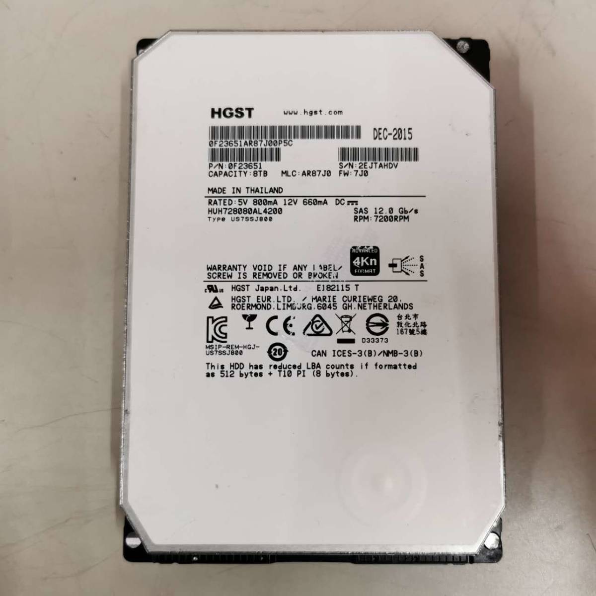 HGST 8GB 3.5''HDD ハードディスク /PCパーツ/動作未確認 ジャンク品