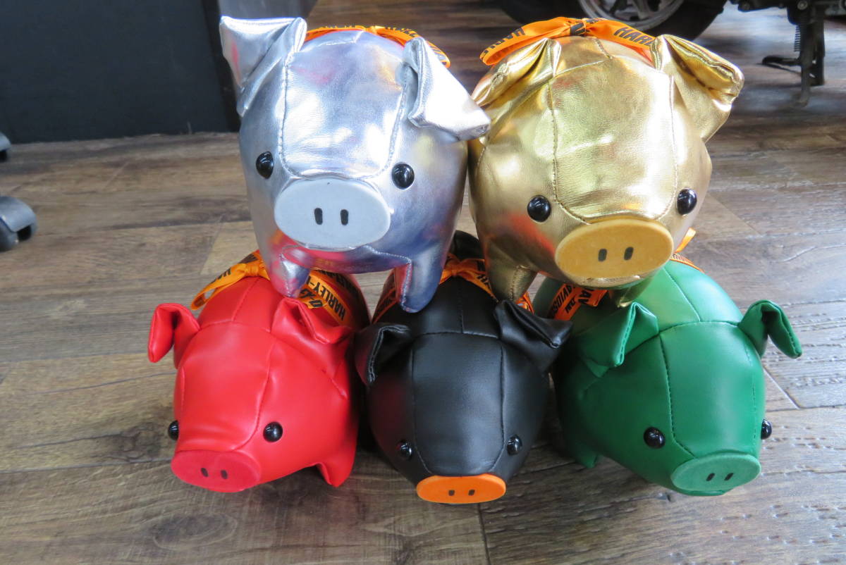 HARLEY DAVIDSON　ぬいぐるみ　豚　５色セット　金・銀・赤・黒・緑　ハーレーダビッドソン　★新品未使用★非売品★