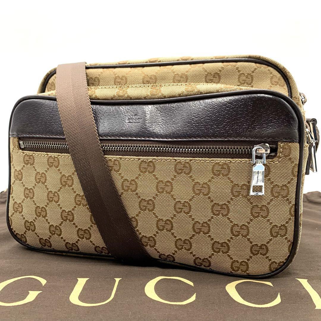 グッチ レザー ショルダーバッグ GGキャンバス GUCCI キャンバス GG 美 