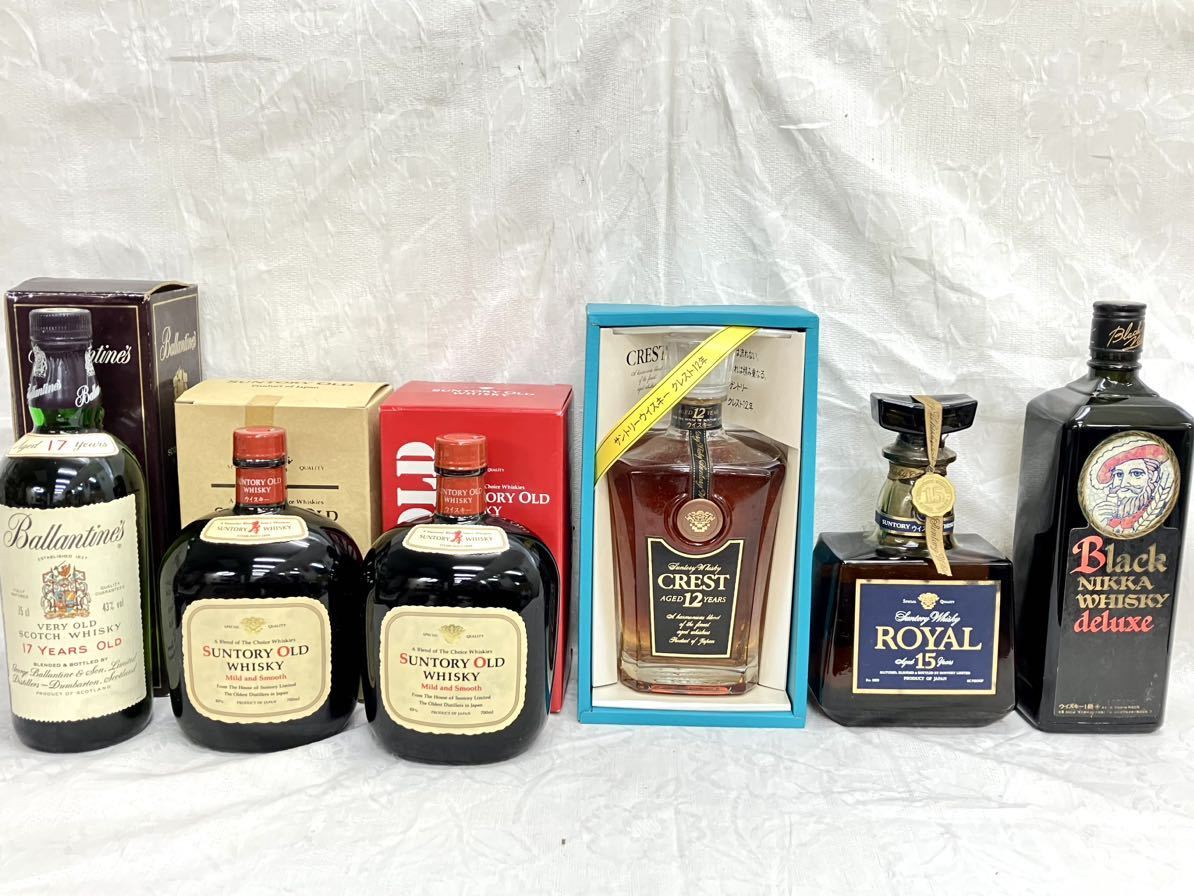 ウイスキー 6本まとめ / ROYAL 15年 / Black NIKKA deluxe / Ballantime's 17年 / CREST 12年 / SUNTORY OLD WHISKY / 箱付き 古酒 