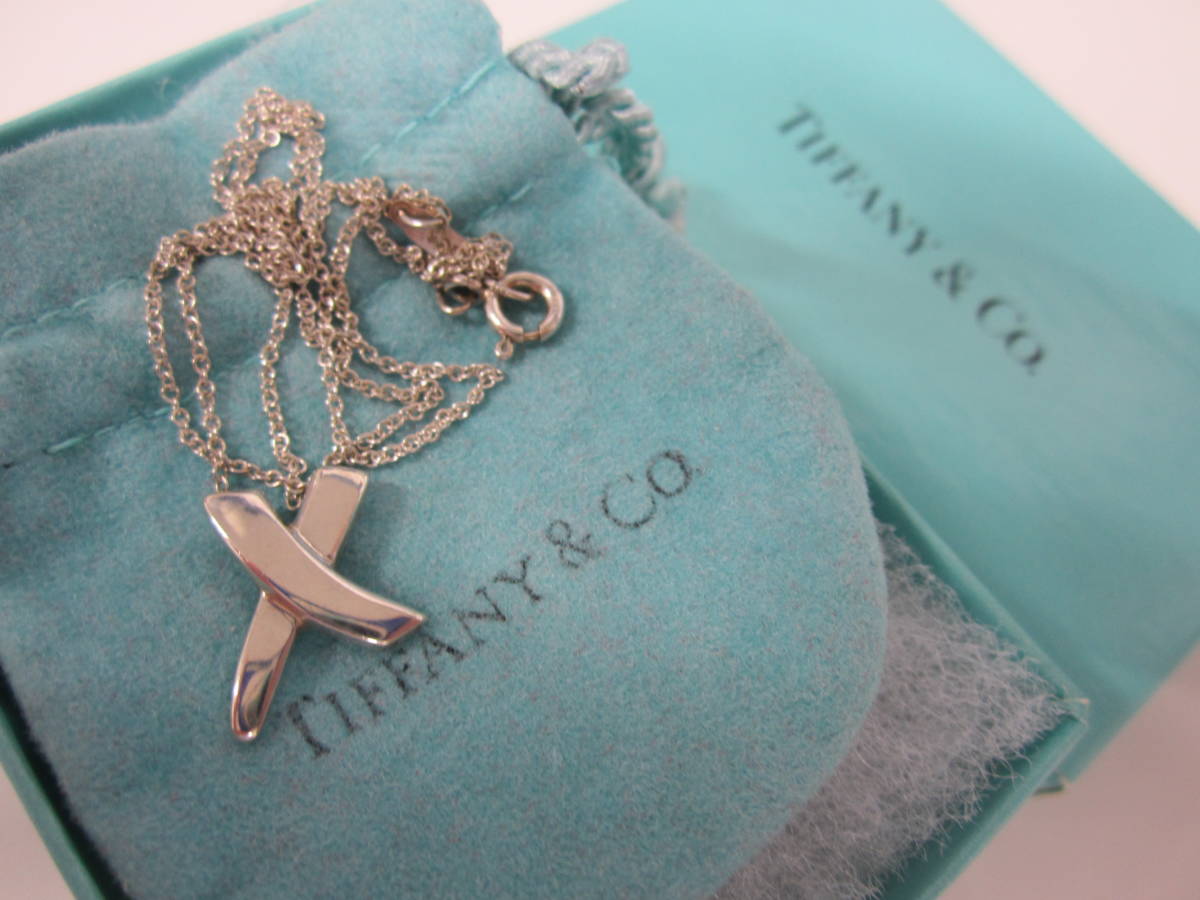 ② Tiffany 925 ネックレス X型 silver アクセサリー 激安1円スタート