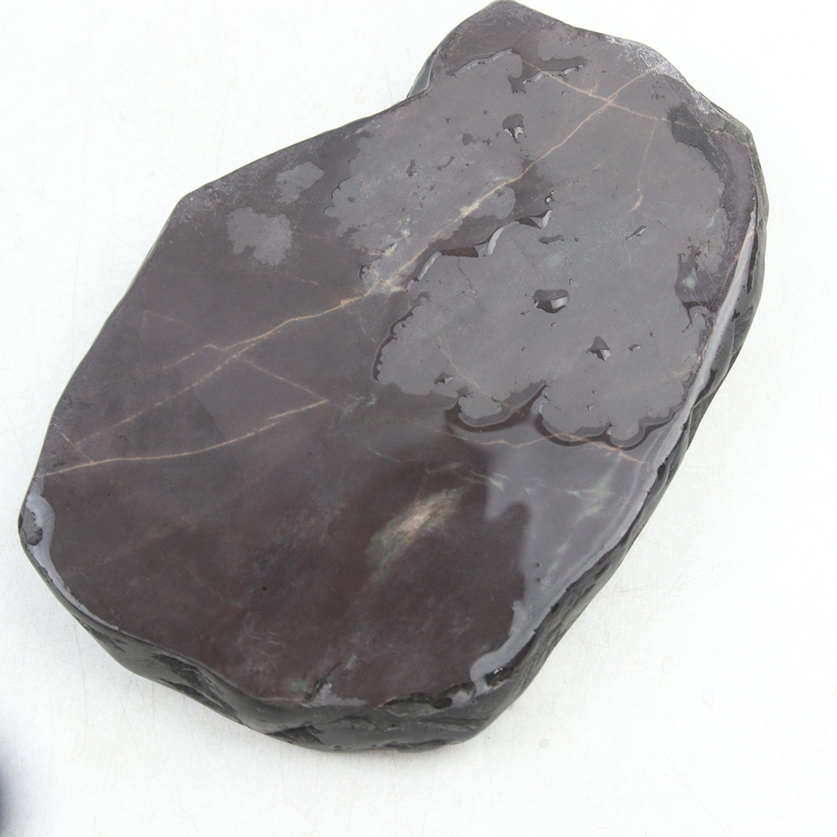 0441 唐物 端渓 硯 唐木箱 硯本体 サイズ：17.5×11.7×H2.2cm 検：端渓