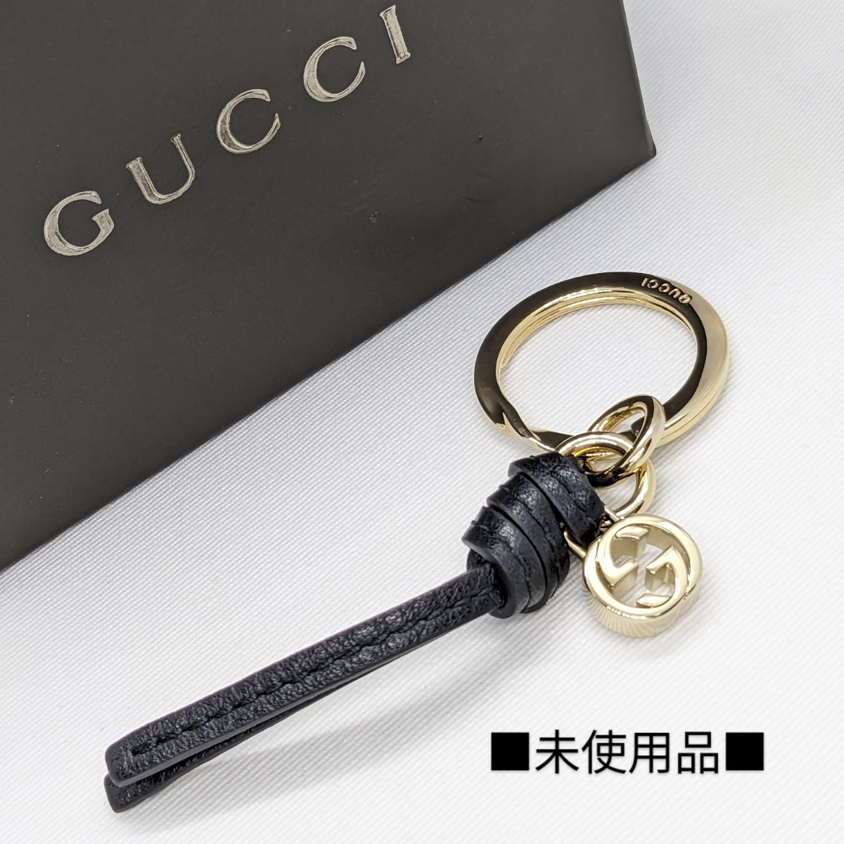 【低価】 品 GUCCI グッチ インターロッキング レザー キーホルダー キーリング ゴールド ブラック 箱付(グッチ)｜売買されたオークション情報、yahooの商品情報をアーカイブ公開 - オークファン グッチ