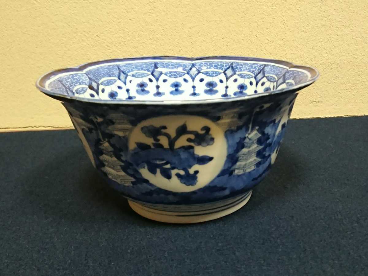 【超激得，100%新品】 古伊万里 楼閣図 輪花鉢 ／染付 青花 伊万里(染付)｜売買されたオークション情報、yahooの商品情報をアーカイブ公開 - オークファン 伊万里、有田