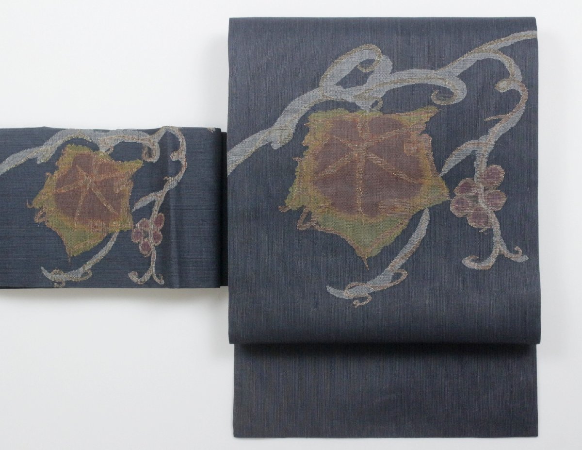 かわの屋 葡萄蔓文様 すくい織 まこと織物 夏八寸名古屋帯中古 名古屋 