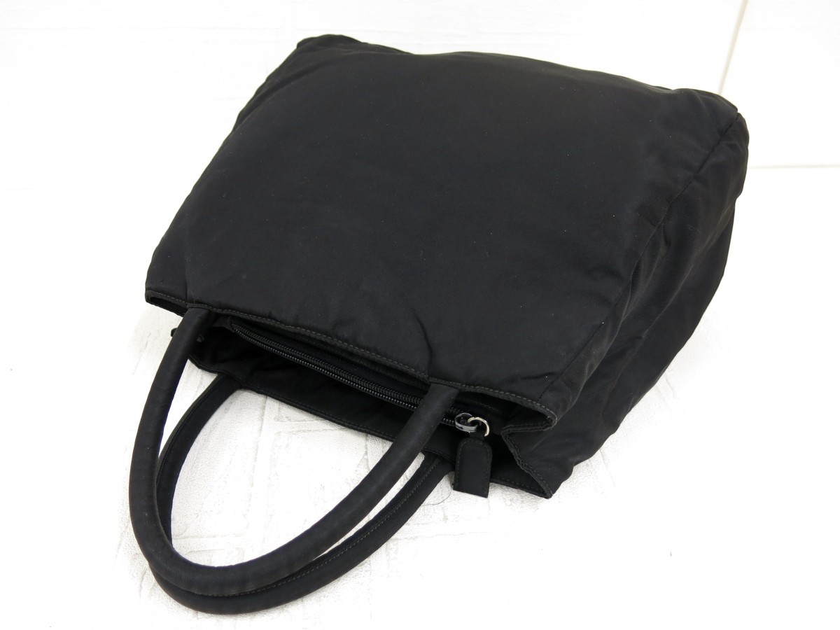 PRADA プラダ◆ナイロン◆ハンド トート バッグ◆ブラック シルバー金具◆超美品◆ヴィンテージ◆腕掛け◆N6792