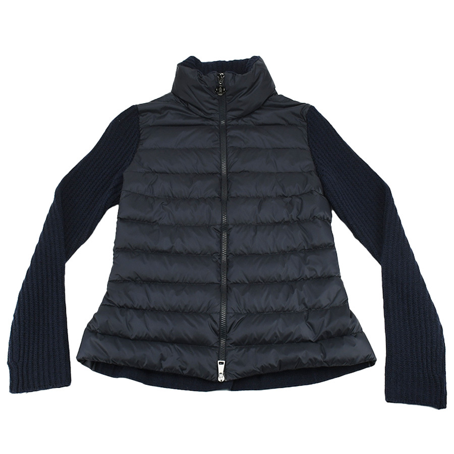 MONCLER 21 years ナイロン ウール Knit switching patch quilt Down jacket Cardigan outer G20939B00029 black M main image 1