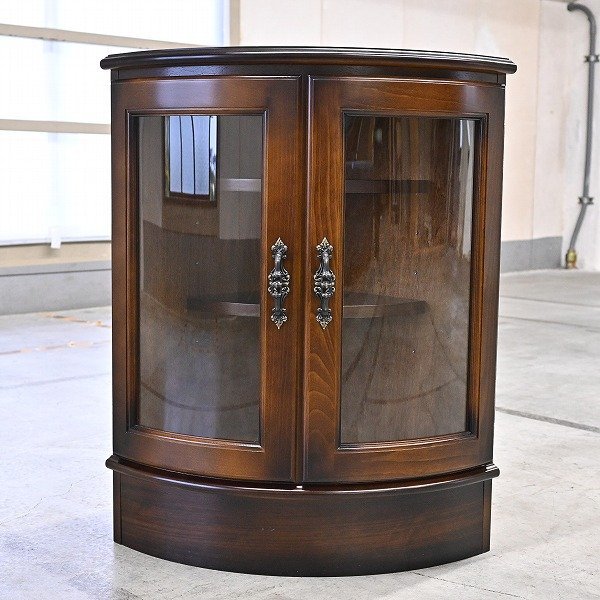 カリモク 10万「コロニアル」コーナーボード キャビネット ガラス扉