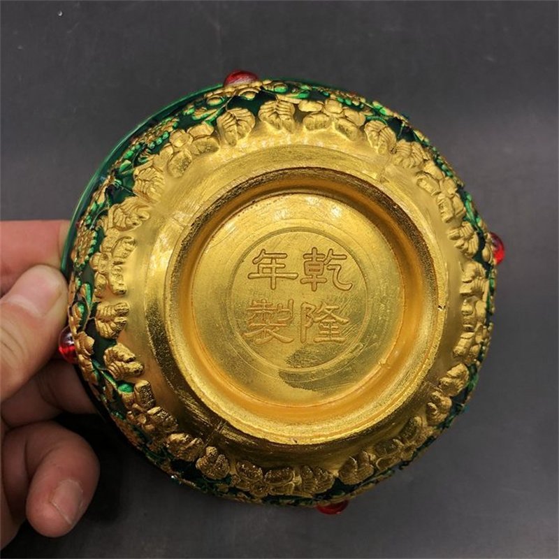 ◇古風堂◇中国・清 乾隆年製 景泰藍花開富貴碗 超絶技巧