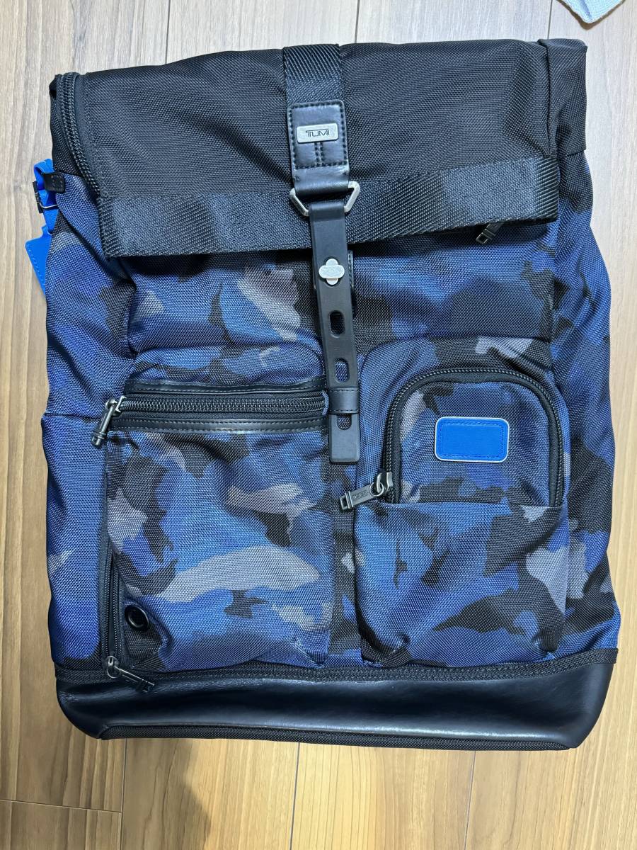 ◆TUMI Alpha Bravo ロールトップ バッグパック ブルーカモ 中古◆