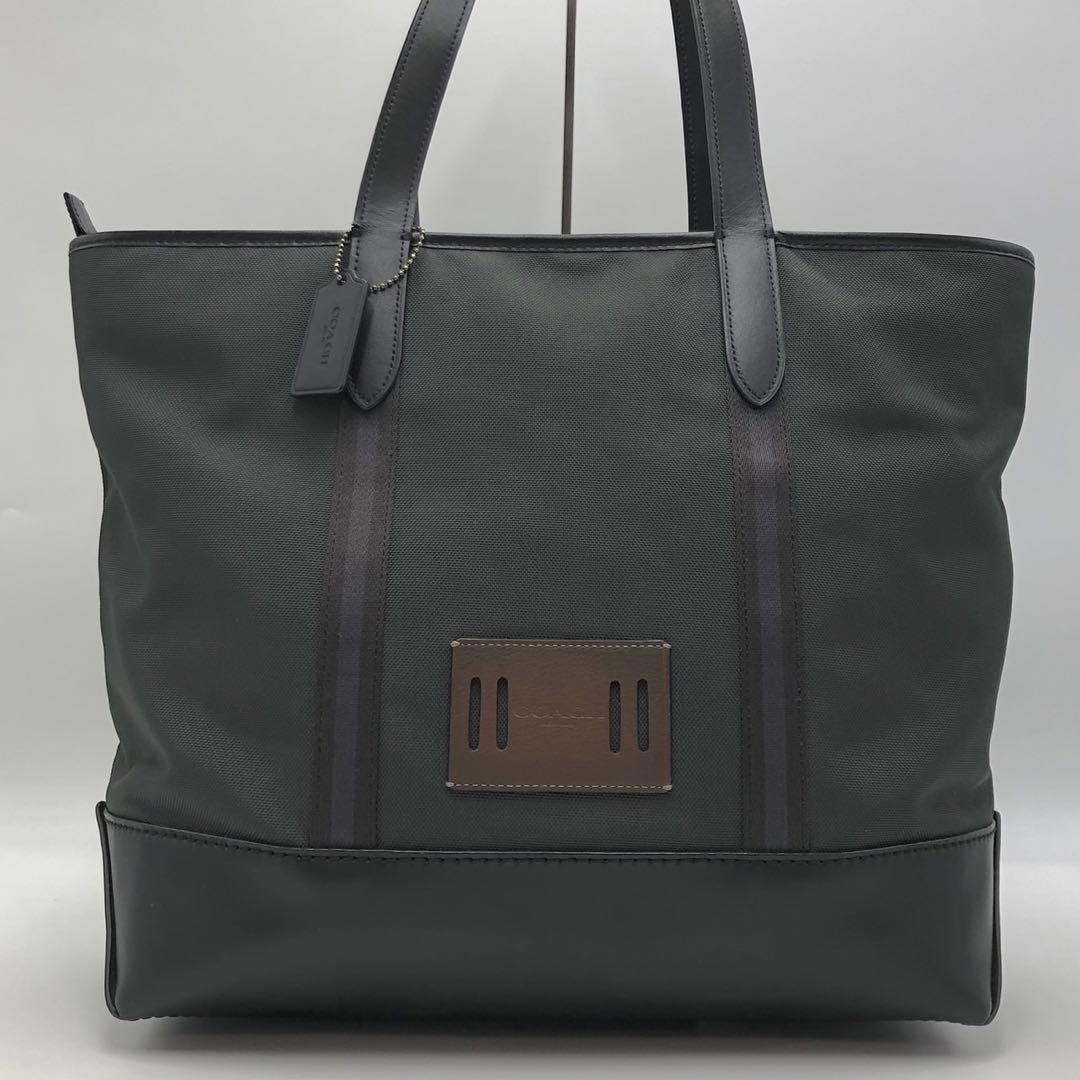 【美品】COACH　コーチ　トートバッグ ビジネスバッグ　グラハム　Ａ４　大容量 未使用級コーチ トートバッグ コーデュラー ビジネス A4 通勤 濃い緑