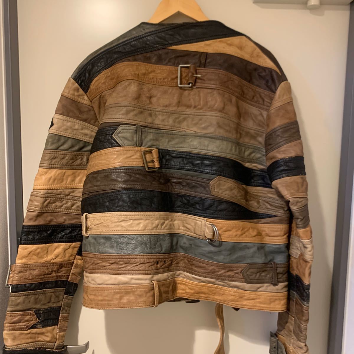 マルタンマルジェラ H&M ライダース レザージャケット ベルト 再構築 