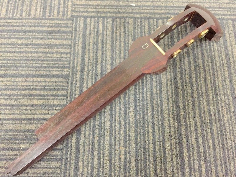 三味線 細棹 正寸 紅木 金ホゾ 子持ち綾杉 2枚溝 K18刻印