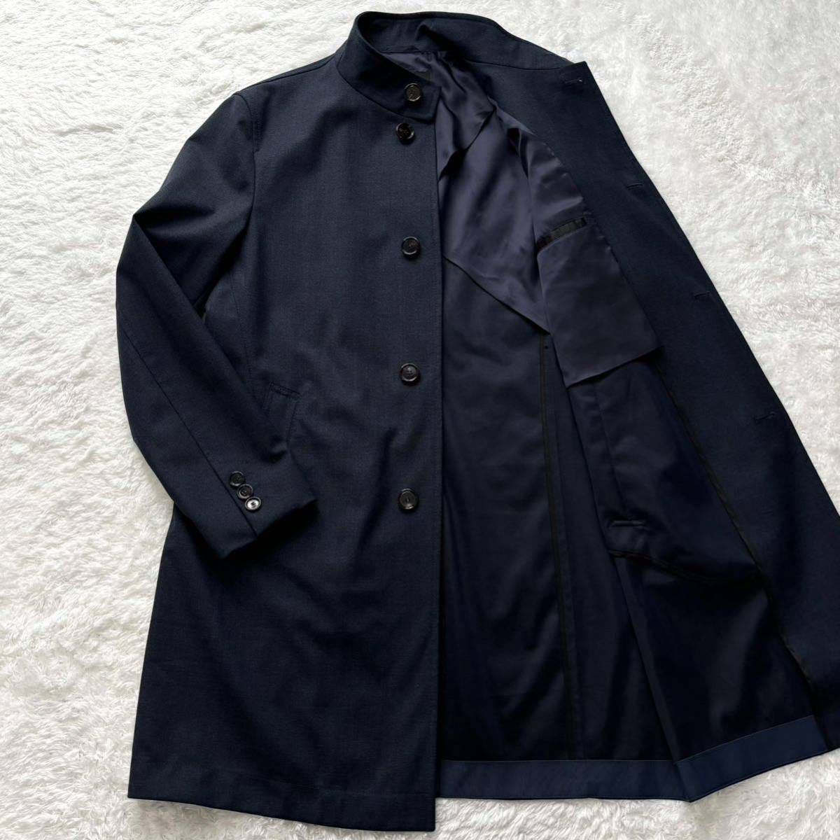 ヒューゴボス/希少50(XL位)極美品◎HUGO BOSS スタンドカラーコート ロング