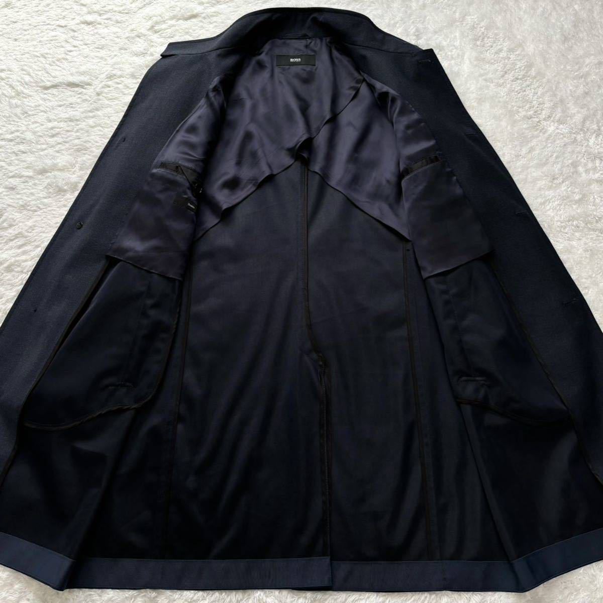 ヒューゴボス/希少50(XL位)極美品◎HUGO BOSS スタンドカラーコート ロング