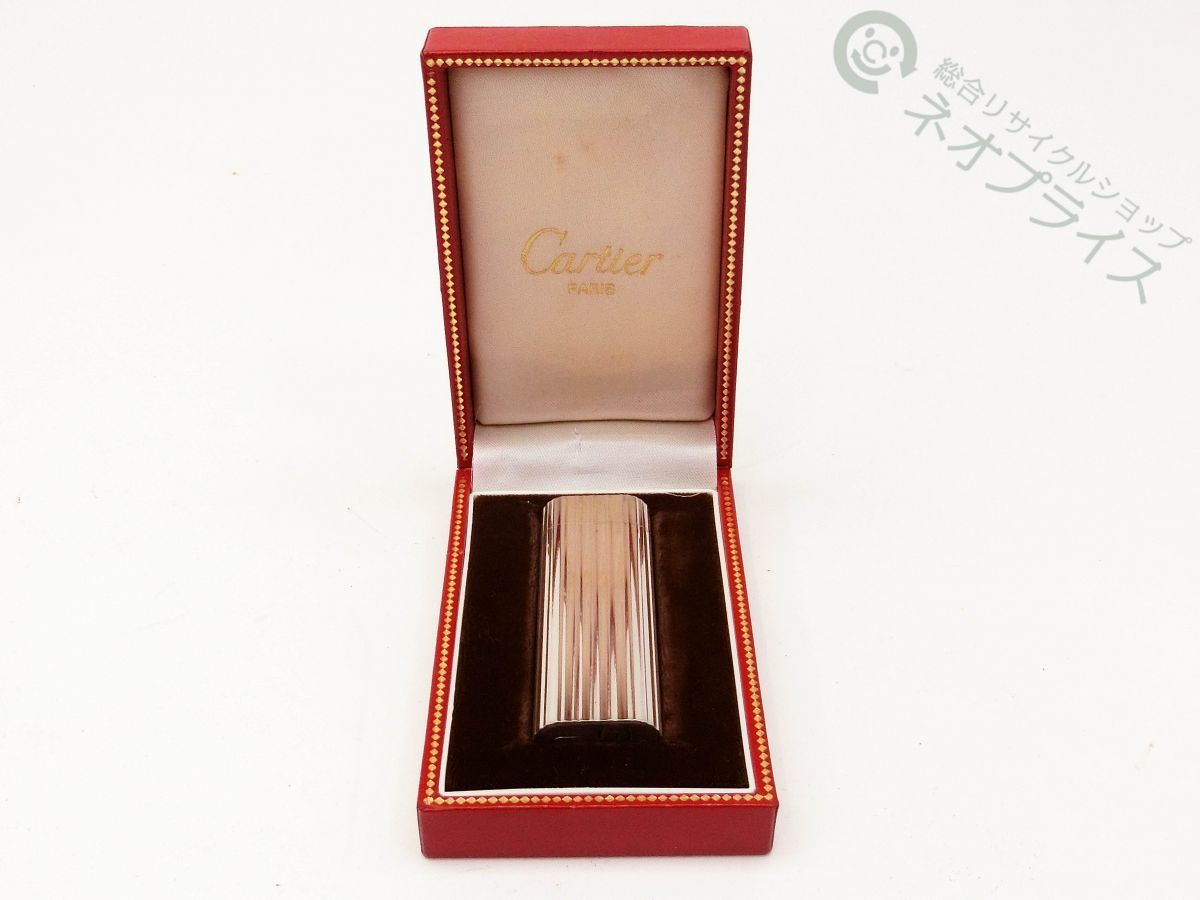 ◇A6651 Cartier カルティエ ガス ライター 円柱 ストライプ柄